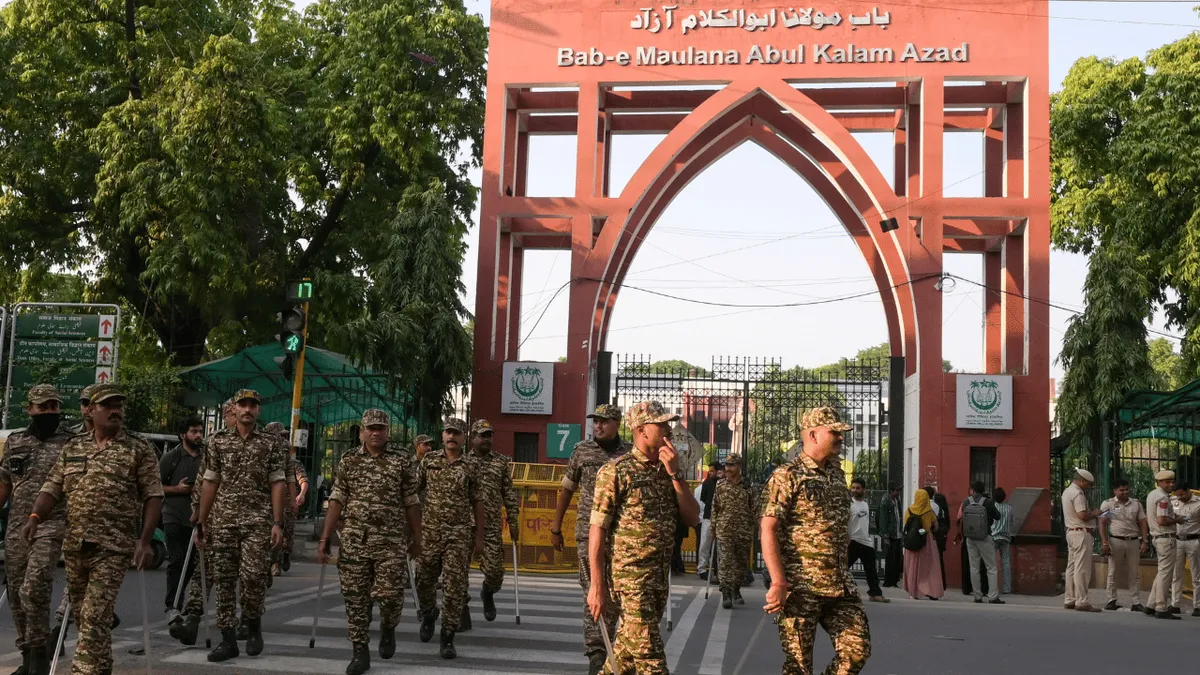 Jamia students protest for union elections amid slogans and police presence